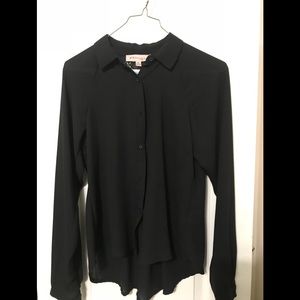 NEW! Philosophy Crochet-back chiffon black blouse